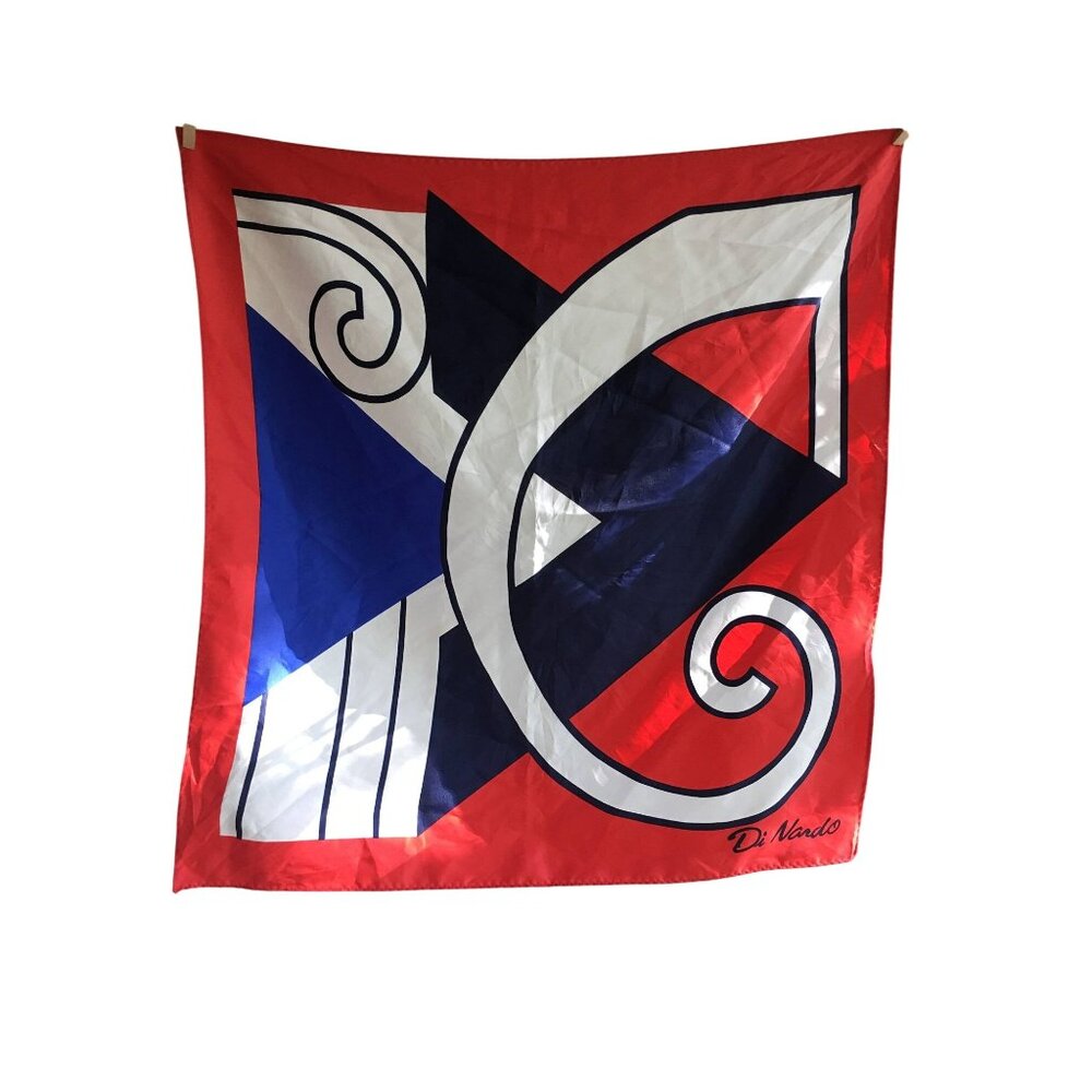 Vintage Di Nando Scarf Red White Blue Retro Hair Accessory Water Repellent Rain